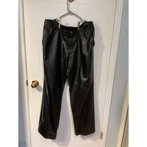 Genuine Leather Pants Men 35x31 Black Excellent Straight Leg Five Pocket